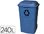 PAPELERA CONTENEDOR Q-CONNECT PLASTICO CON TAPADERA 240L COLOR AZUL 1040X620X610 MM CON RUEDAS