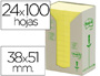 BLOC DE NOTAS ADHESIVAS QUITA Y PON RECICLADA EN TORRE POST-IT 38 X 51 MM 24 BLOCS 653 RECICLADO