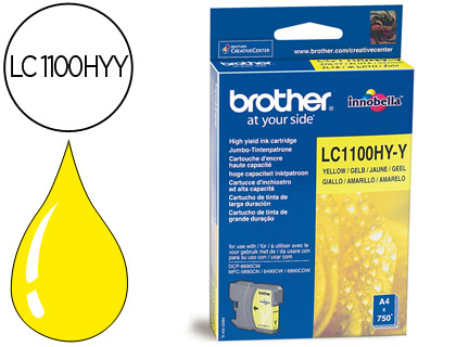 Ink-jet brother lc-1100y amarillo alta capacidad 750 pag