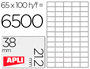 ETIQUETAS ADESIVAS APLI 1283 FORMATO 38X21,2MM-FOT