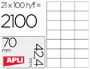 ETIQUETAS ADESIVAS APLI DIN A4 70X42,4 MM