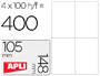 ETIQUETA ADHESIVA APLI 1280 TAMAO 105X148 MM PARA FOTOCOPIADORA LASER INK-JET CAJA CON 100 HOJAS DIN A4