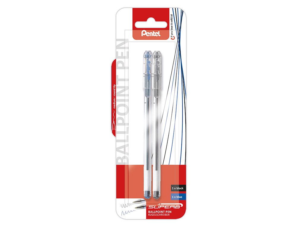 BLISTER ESFEROGRAFICA PENTEL BK77 2 UNIDADES - PRETO E AZUL