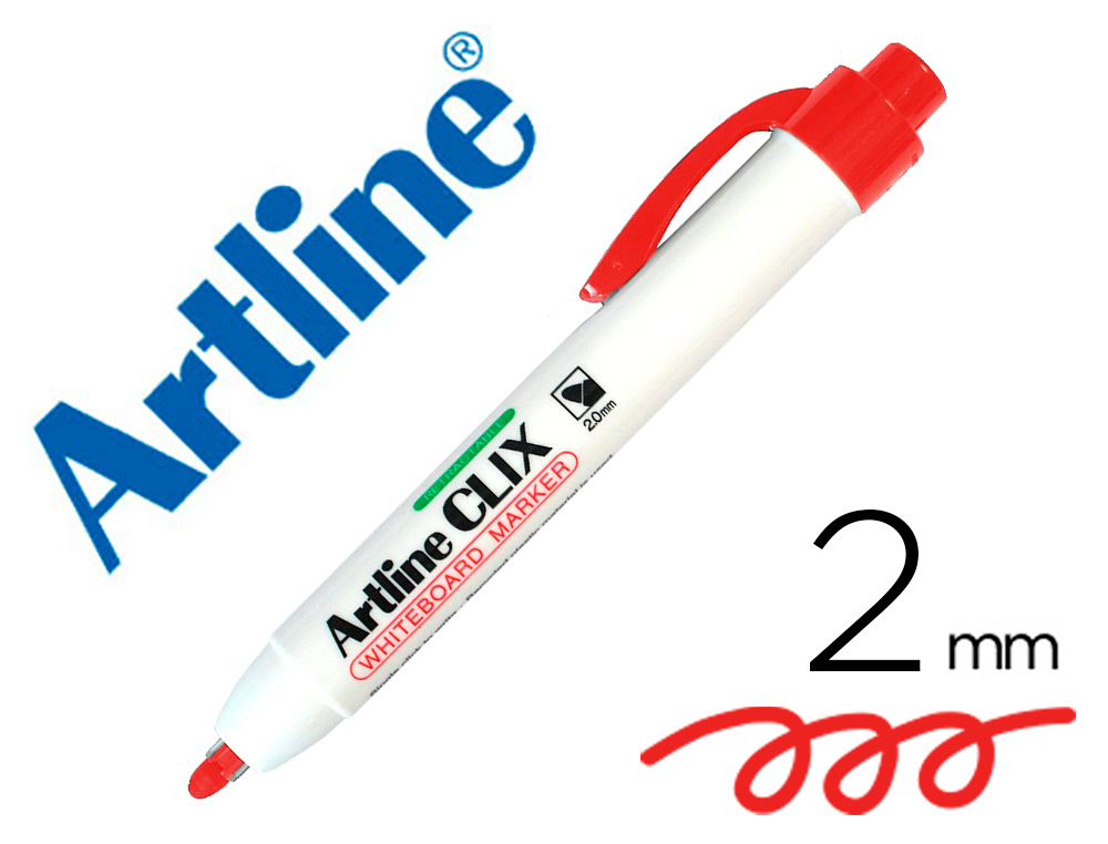 Rotulador artline clix pizarra ek-573a rojo punta retactil redonda 2 mm