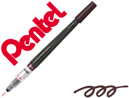 PINCEL COM TINTA A BASE DE AGUA PENTEL GFL SEPIA PONTA DE NYLON PORTATIL COM TAMPA RECARREGAVEL
