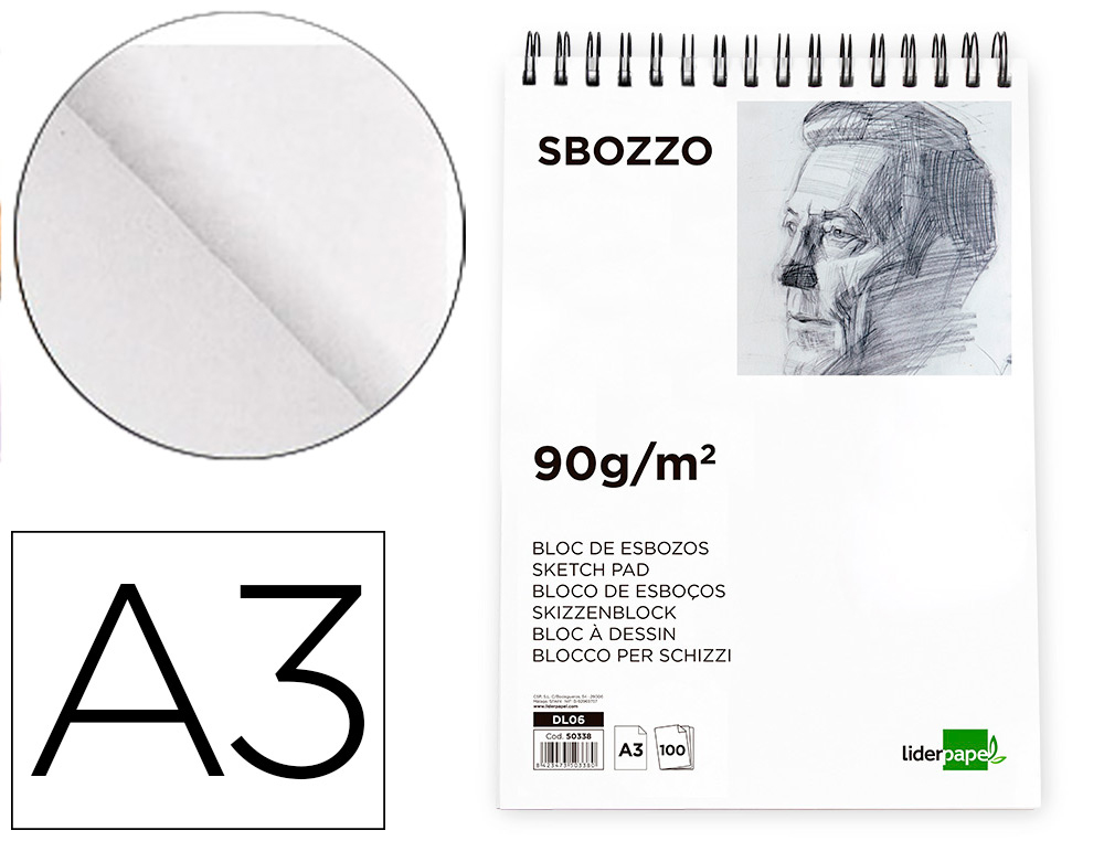 Bloc dibujo croquis din a4 microperforado 21x29,7 cm 120 hojas grano fino  90 gr