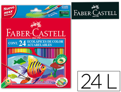 LAPICES DE COLORES FABER CASTELL ACUARELABLES CAJA DE 24 UNIDADES COLORES  SURTIDOS