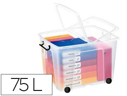 Caja de almacenaje 115 lt transparente con ruedas