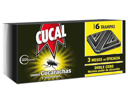 DIFER, DISTRIBUIDORA MÓVIL DE PAPELERÍA, S. L.  TRAMPA DE CUCARACHAS CUCAL  CONTRA CUCARACHAS Y HUEVOS DOBLE CEBO 3 MESES DE EFICACIA PACK DE 6 TRAMPAS