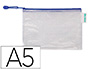 BOLSA MULTIUSOS TARIFOLD PVC DIN A5 APERTURA SUPERIOR CON CREMALLERA PORTABOLIGRAFO Y CORREA AZUL