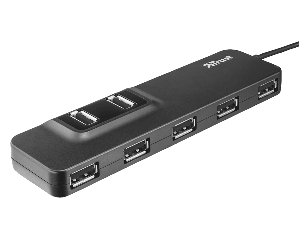 Hub usb 2.0 trust oila 7 puertos incluye adaptador corriente