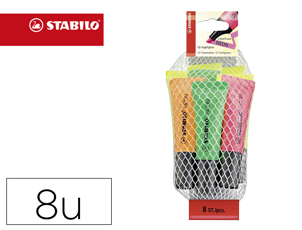 Rotulador stabilo neon 72 blister de 8 unidades colores surtidos