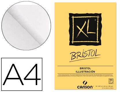 BLOC DIBUJO CANSON XL BRISTOL DIN A4 EXTRALISO ENCOLADO 21X29,7 CM 50 HOJAS 180 GR