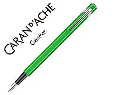 Pluma caran d'ache 840 pop line verde limon fluor a cuerpo aluminio con estuche punto medio