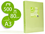 PAPEL DE COR Q-CONNECT DIN A3 80 GR VERDE NEON EMB
