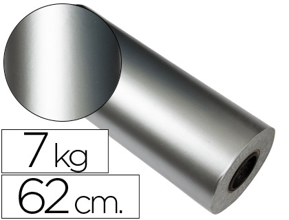 PAPEL DE REGALO VERJURADO STAR PLATA BOBINA 62 CM 7 KG
