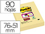 BLOC DE NOTAS ADHESIVAS QUITA Y PON POST-IT SUPER STICKY 51X78 MM CON 90 HOJAS AMARILLO CANARIO