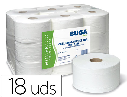 PAPEL HIGIENICO INDUSTRIAL GOFRADO BUGA RECICLADO 2 CAPAS 130 M