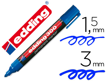 ROTULADOR EDDING MARCADOR PERMANENTE 300 AZUL PUNTA REDONDA 1,5-3 MM  RECARGABLE