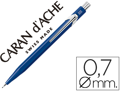 Portaminas caran d'ache 844 0,7mm cuerpo azul zafiro adornos cromados