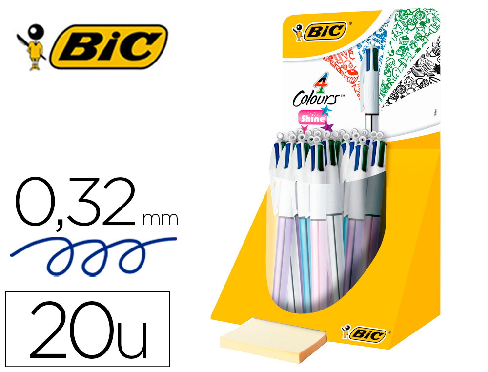 Boligrafo bic cuatro colores mini punta media 1mm en