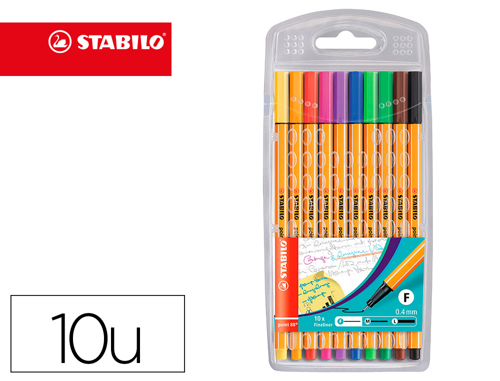 ESTUCHE 10 ROTULADORES STABILO POINT 88 + 5 COLORES NEÓN