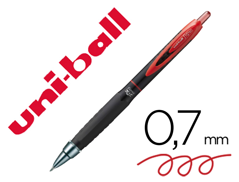 Boligrafo uni-ball roller umn-307 retractil 0,7 mm tinta gel rojo