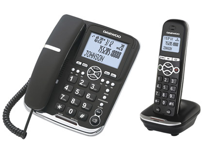 TELEFONO DAEWOO DTD-5500 COMBO FIJO+INALAMBRICO MANOS LIBRES RELLAMADA PANTALLA RETROILUMINADA COLOR NEGRO
