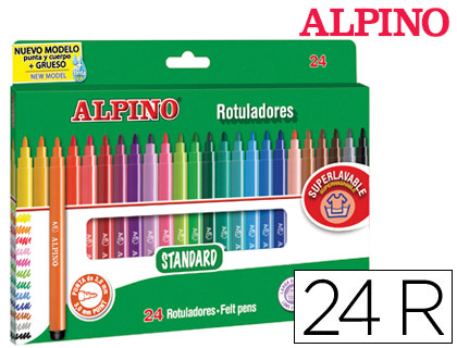 Rotuladores Alpino Standard 12 Colores Pack Promo 12 Cajas Rotuladores + 6  Cajas Lapices Plastialpino 12