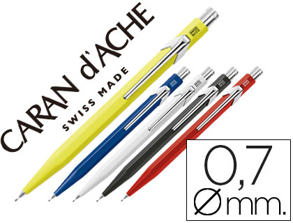 Portaminas caran d'ache 844 0,7 mm caja 10 unidades 2 amarillos 2 azules 2 blancos 2 negros y 2 rojos