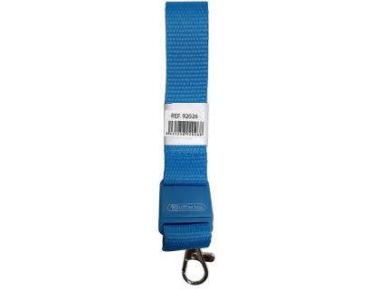 Cinta plana office box para lanyard mosqueton metalico azul claro