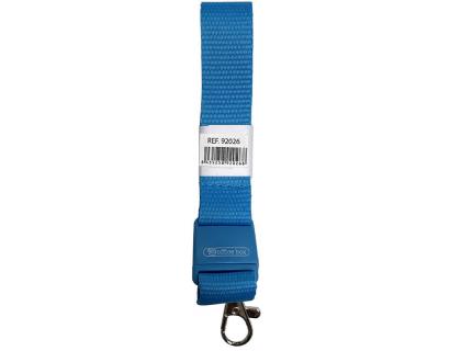 Cinta plana office box para lanyard mosqueton metalico azul claro