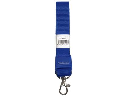 Cinta plana office box para lanyard sistema break away mosqueton metalico azul oscuro