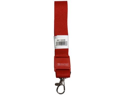 Cinta plana office box para lanyard sistema break away mosqueton metalico rojo