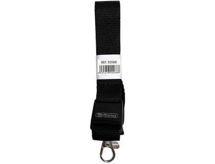 Cinta plana office box para lanyard sistema break away mosqueton metalico negro