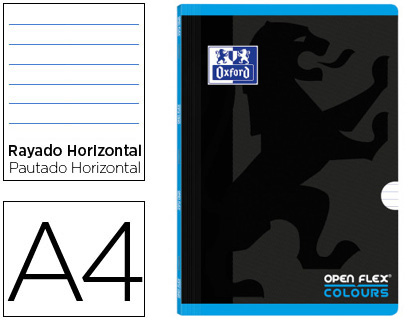 CADERNO AGRAFADO OXFORD OPENFLEX COLOURS DIN A4 90G 48 F PAUTADO TURQUESA