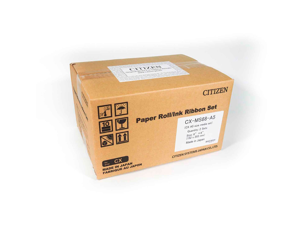 PAPEL SUBLIMACION CITIZEN PARA IMPRESORA CX-02 CAJA DE 2 ROLLOS 200 COPIAS 15X20 CM/ 400 COPIAS 10X15 CM