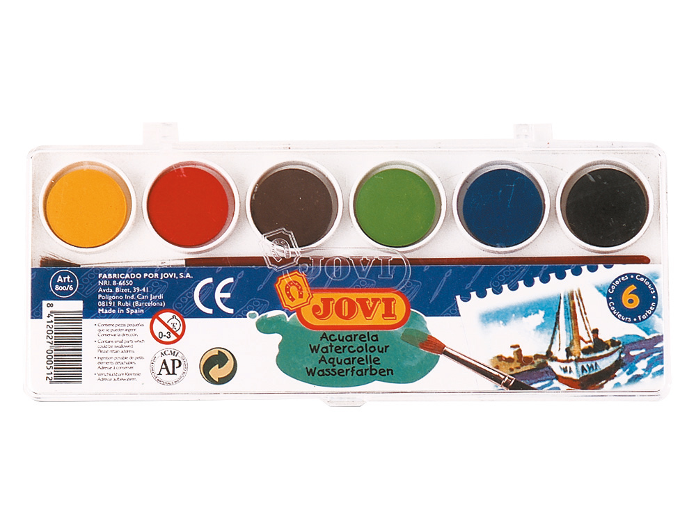 Acuarela jovi 6 colores estuche de plastico