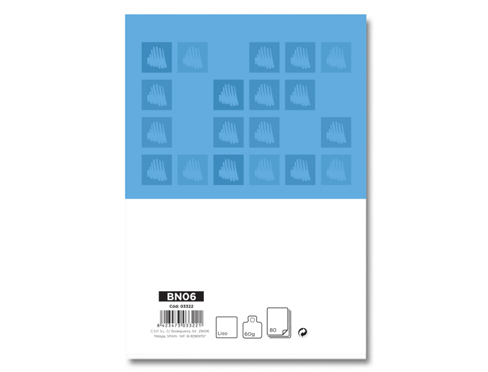 Bloc notas liderpapel liso a6 80 hojas 60g/m2 perforado