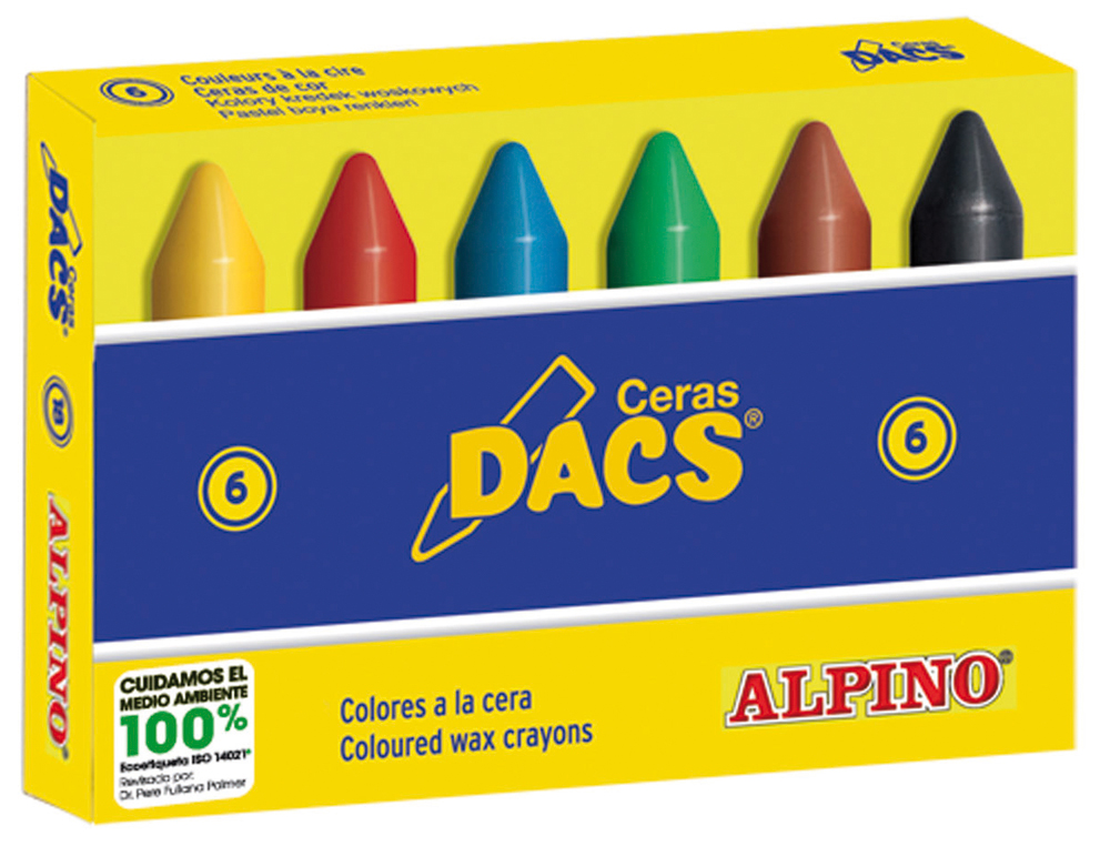 Lapices cera dacs caja de 6 colores surtidos