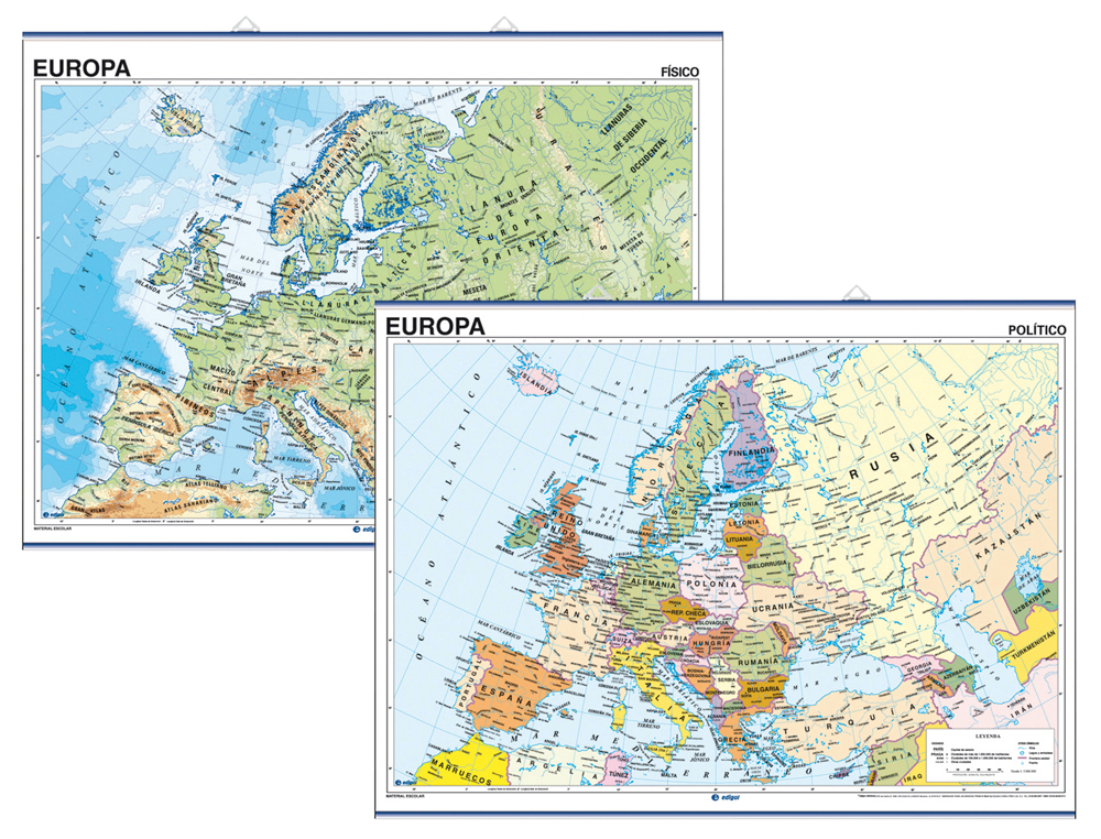 Mapa mural europa fisico/politico 140x100 cm