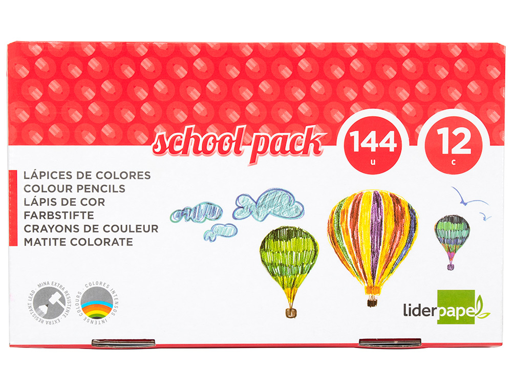 Lapices de colores liderpapel school pack de 144 unidades 12 colores x 12 unidades