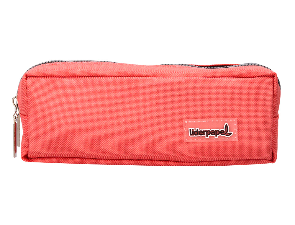 Bolso escolar liderpapel portatodo rectangular 2 bolsillos coral 185x55x70 mm