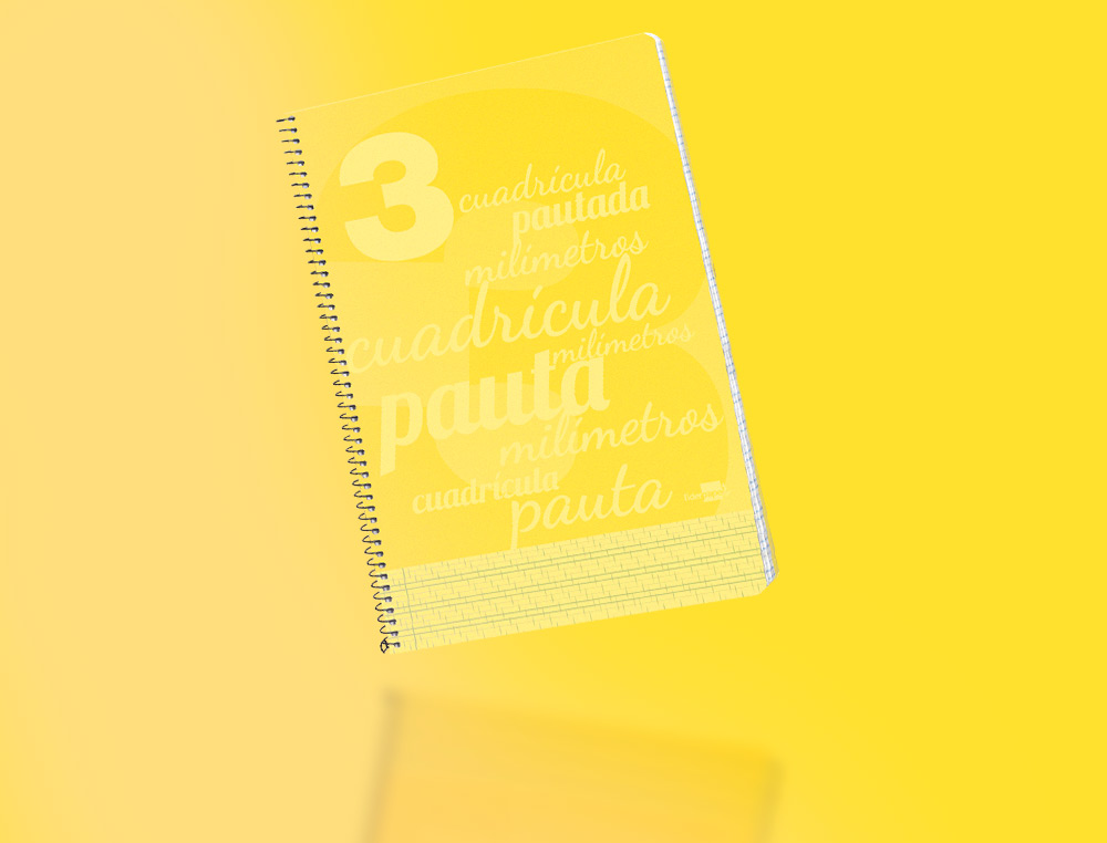 CUADERNO ESPIRAL LIDERPAPEL FOLIO PAUTAGUIA TAPA PLASTICO 80H 75GR CUADRO PAUTADO 3MM CON MARGEN COLOR AMARILLO