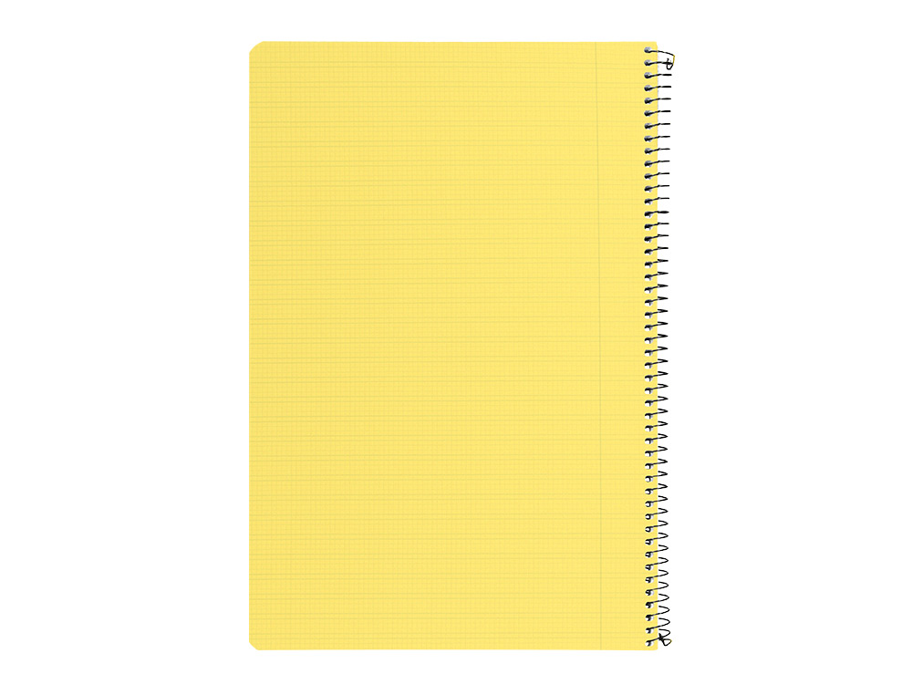 CUADERNO ESPIRAL LIDERPAPEL FOLIO PAUTAGUIA TAPA PLASTICO 80H 75GR CUADRO PAUTADO 3MM CON MARGEN COLOR AMARILLO