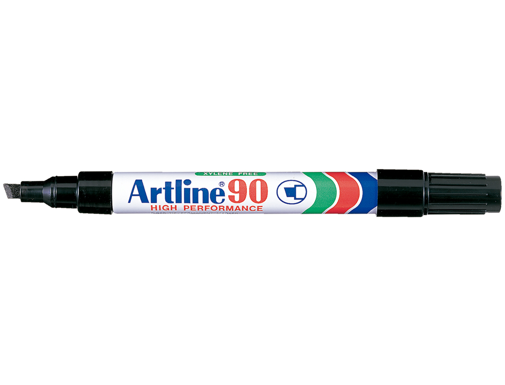 Rotulador artline marcador permanente ek-90 negro punta biselada 5 mm papel metal y cristal