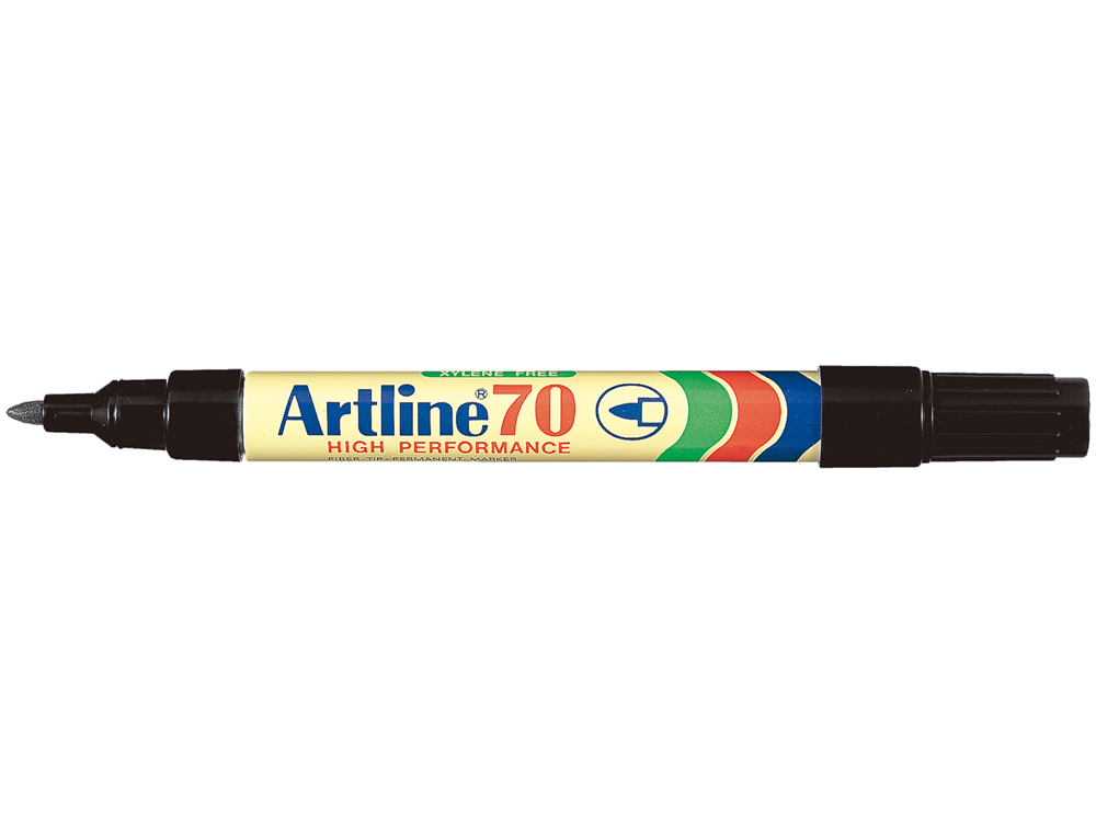 Rotulador artline marcador permanente ek-70 negro punta redonda 1.5 mm papel metal y cristal