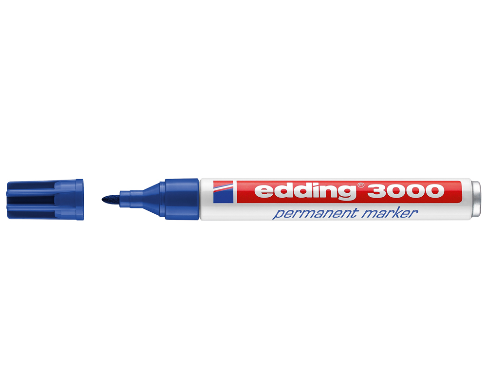 Rotulador edding marcador permanente 3000 azul punta redonda 1,5-3 mm recargable