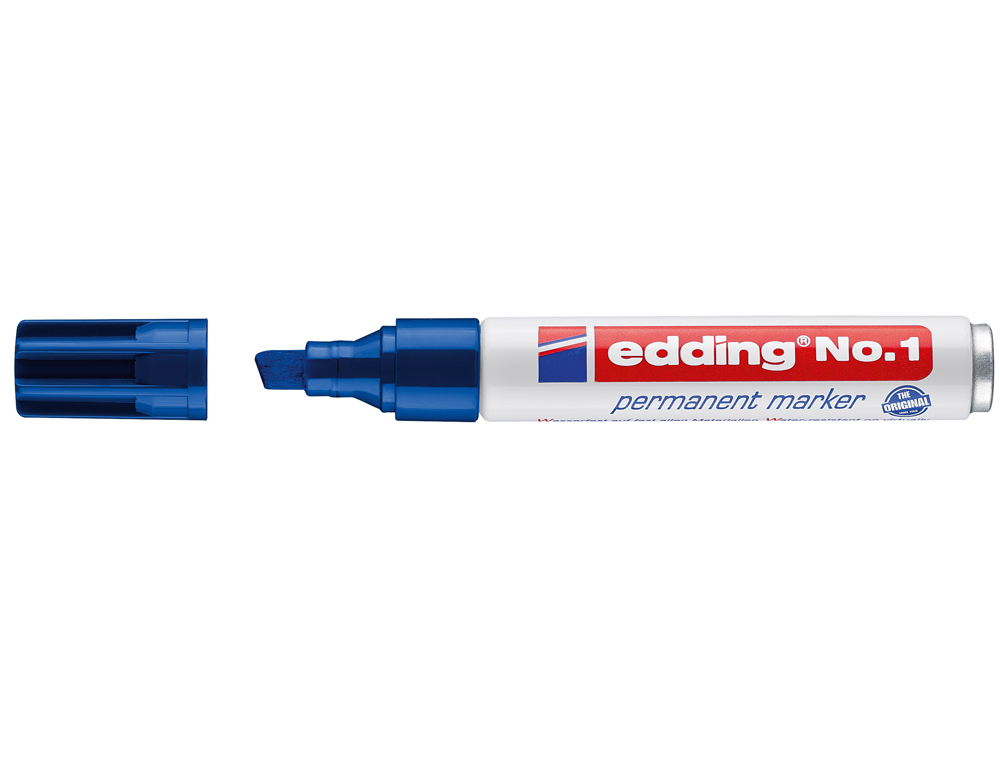 Rotulador edding marcador permanente 1 azul -punta biselada 5 mm recargable