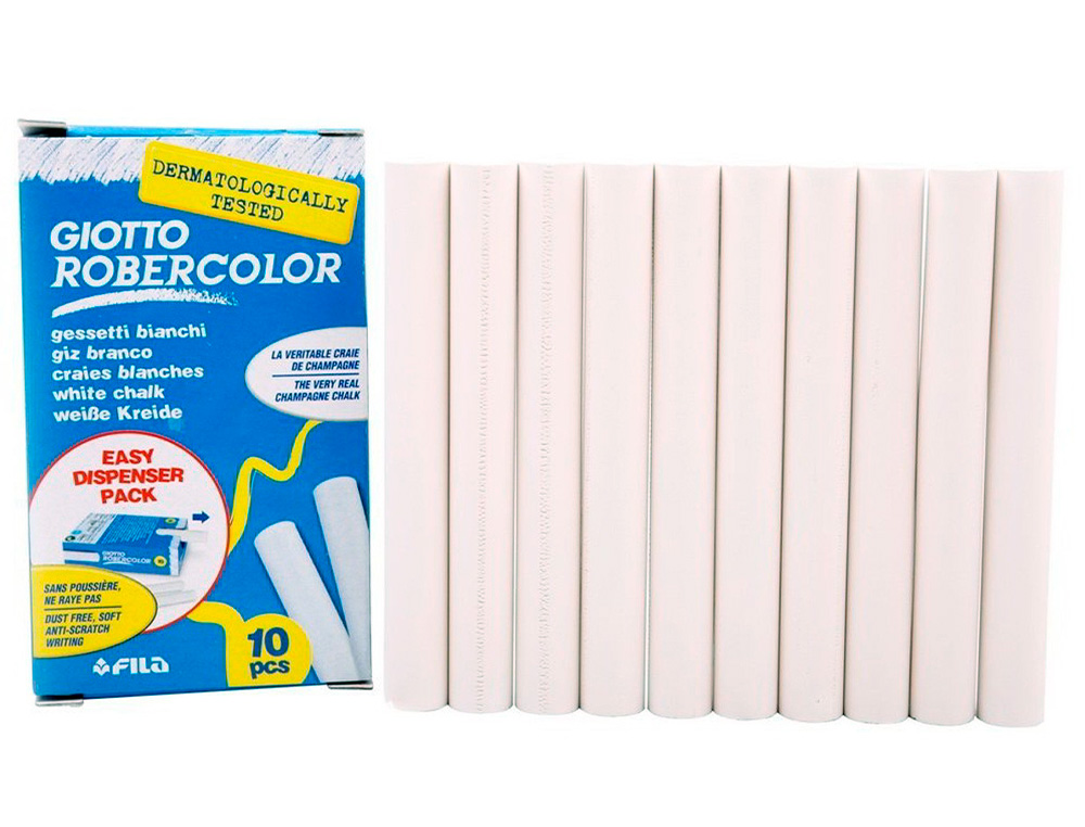 Tiza blanca antipolvo robercolor caja de 10 unidades